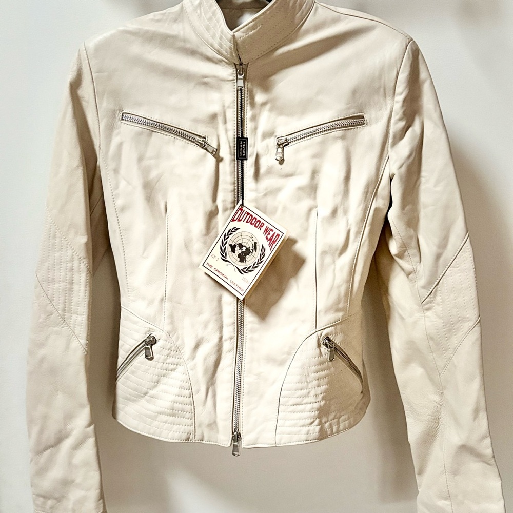 Women's 6 Real Soft Leather Motorcycle Jacket Casual Fashion Moto New w Tags